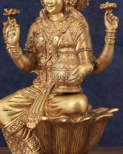 Pure Brass Goddess Dhan Lakshmi Idol - 12"