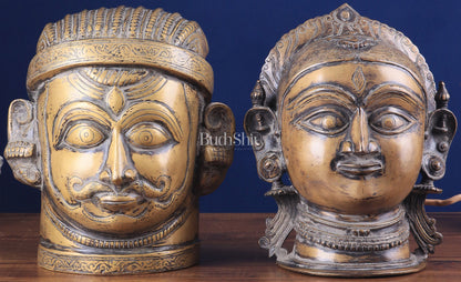 Pure Brass Shiva and Parvati/Gauri Face Sculptures