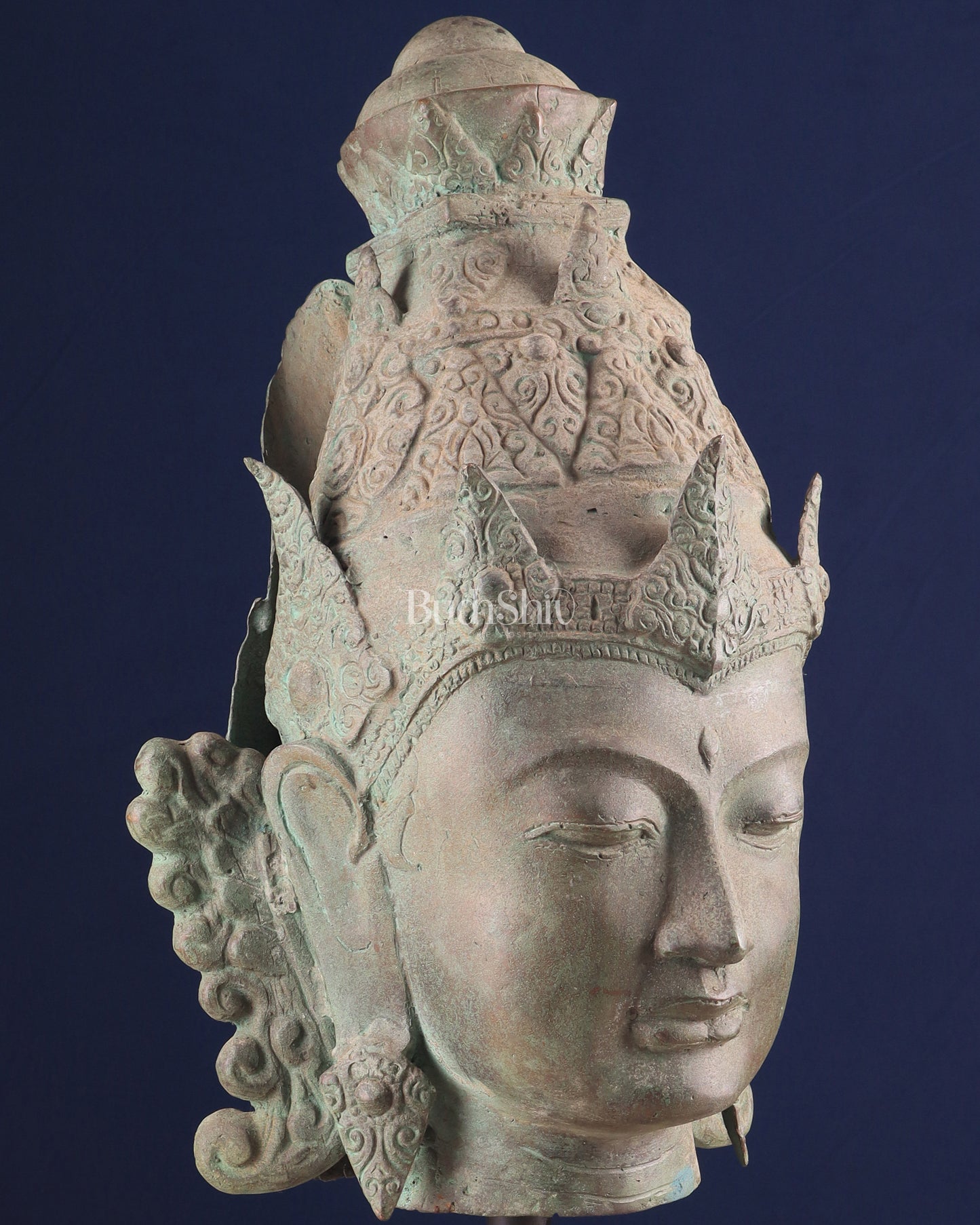 Large Lord Vishnu Face – Indonesian Bronze Handcrafted Sculpture