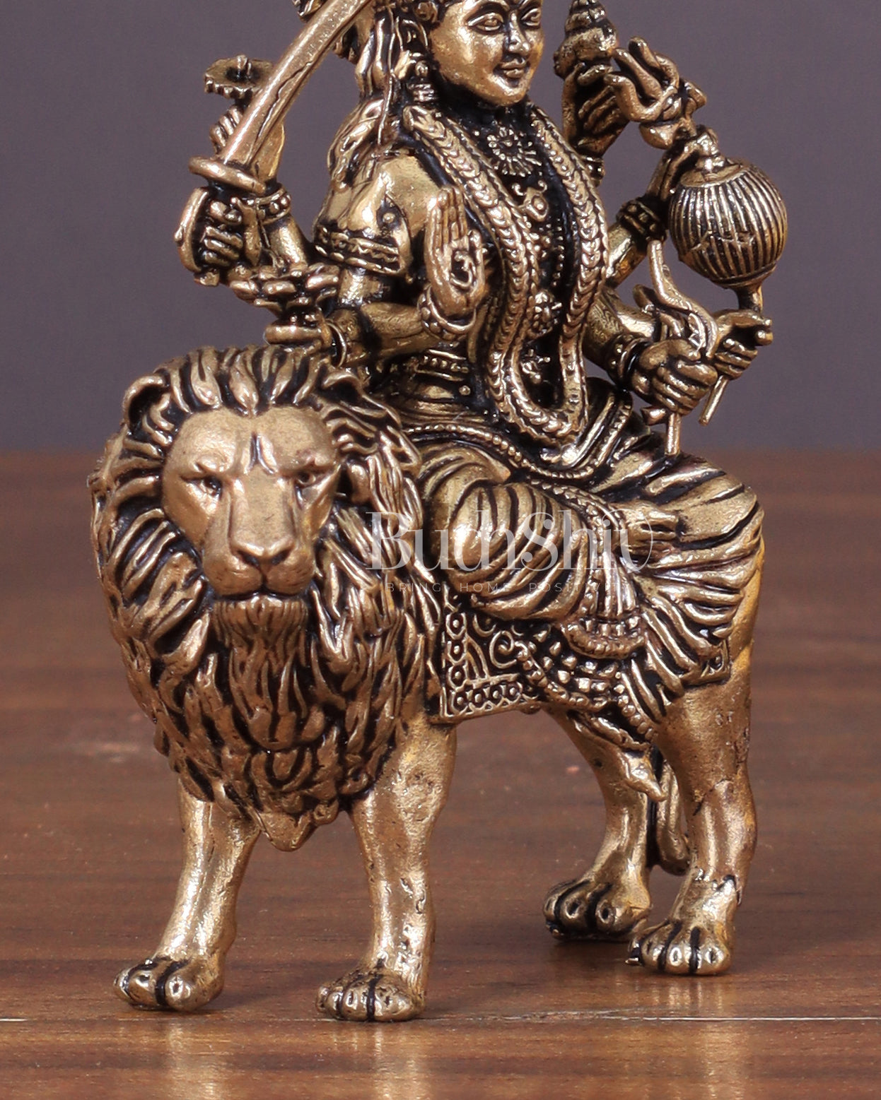 Durga Pure Brass Intricate idol 3"