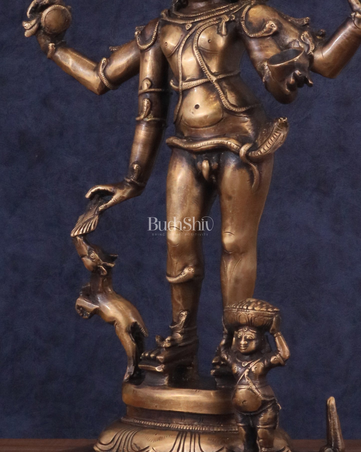 Brass Bhikshatana Kaal Bhairava Shiva Idol - 15" vintage