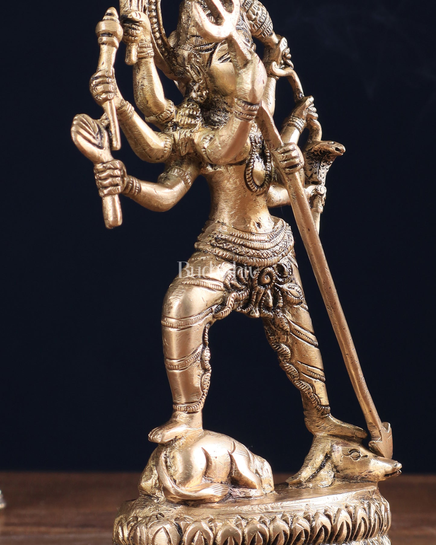 Pure Brass Mahishasur Mardini Durga Idol 8"