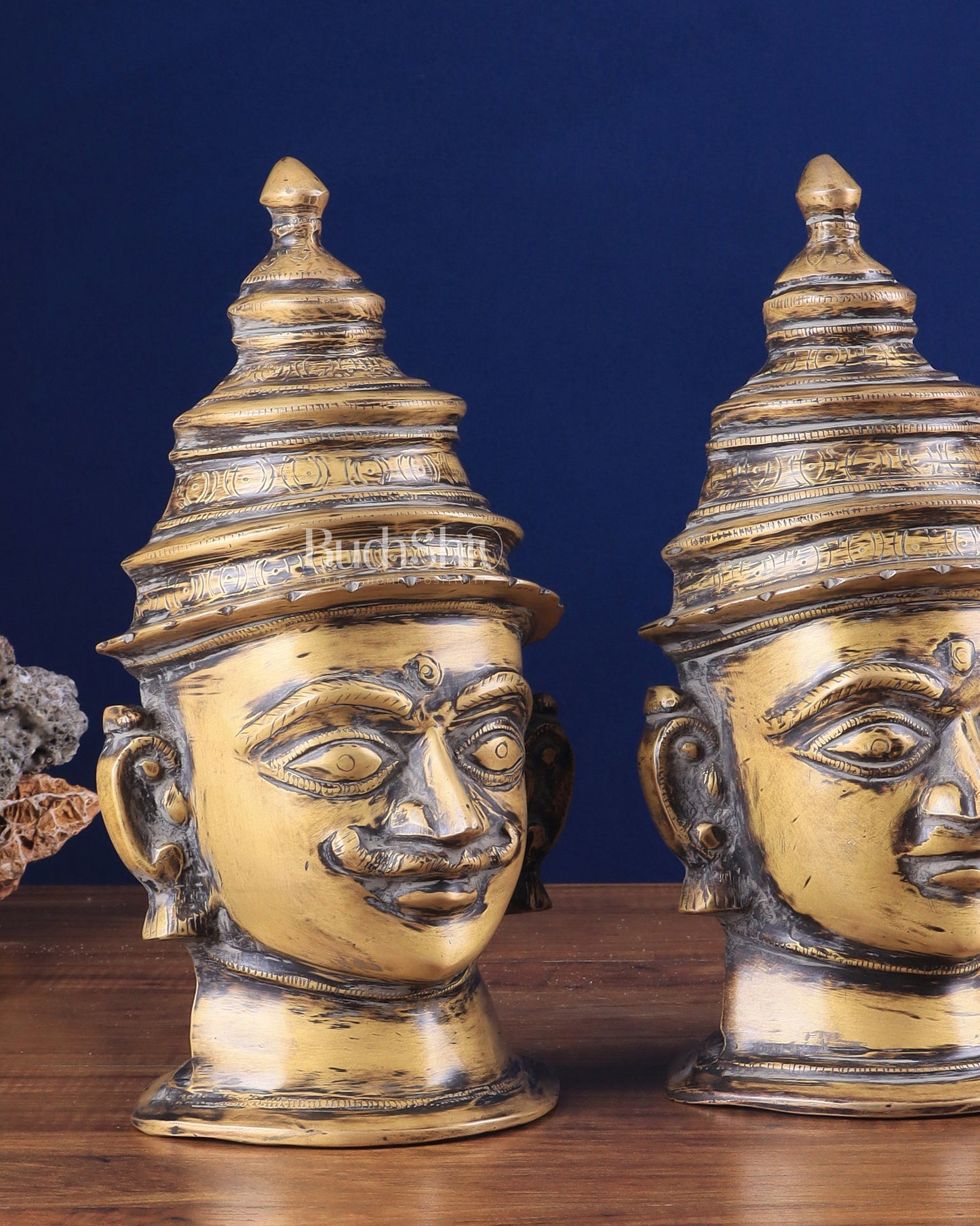 Vintage Brass Shiv Gauri Mukhalingam Pair - Large 12"