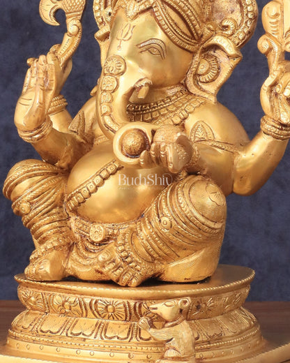 Pure Brass Cute Ganesha Statue 12 inch