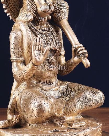 Pure Brass Blessing Hanuman Statue 11.5"