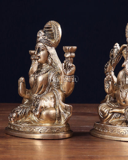 Pure Brass Ganesha Lakshmi idols Set 6"