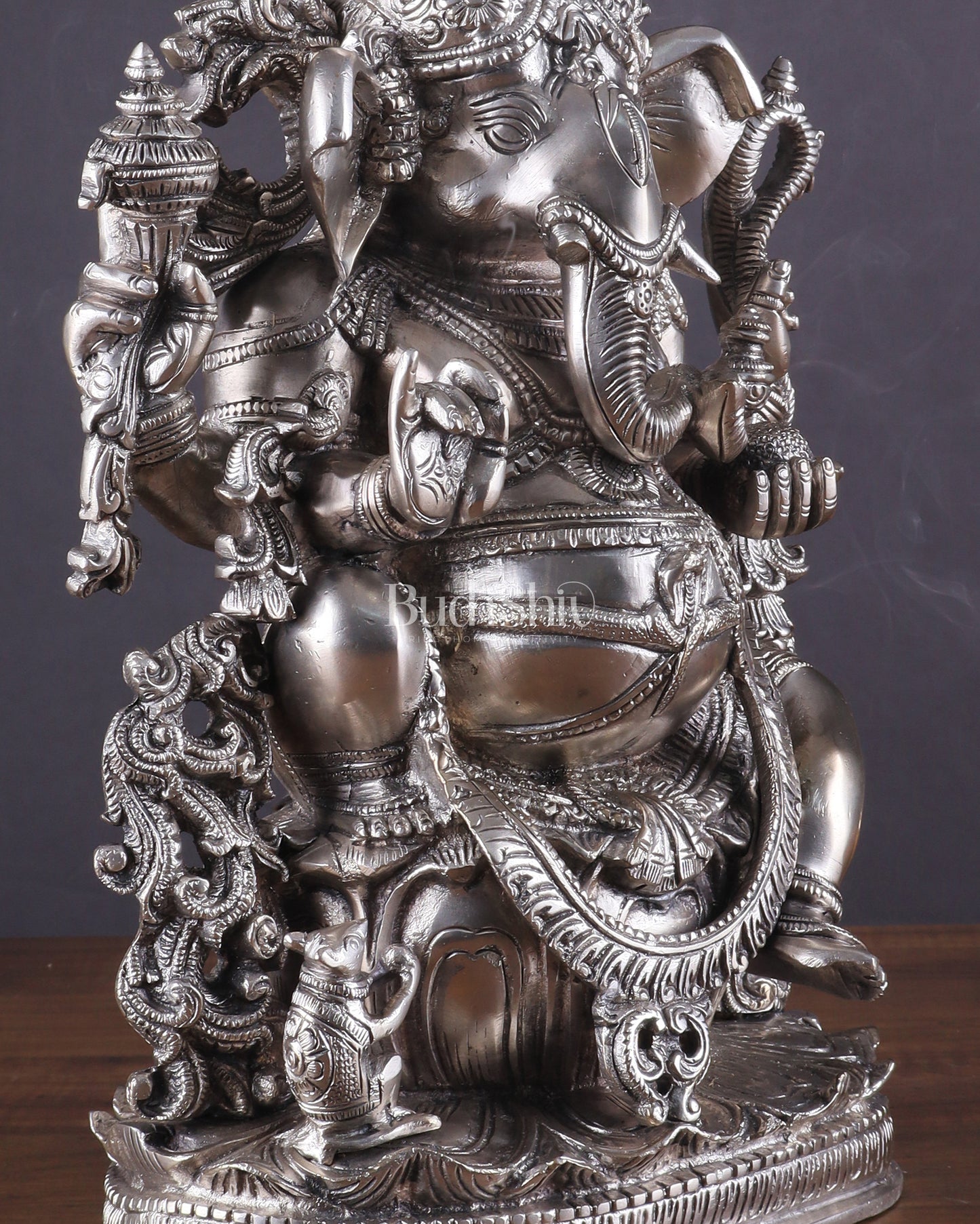 Pure Superfine Brass Lord Ganesha Unique Statue 14 inch silver plated