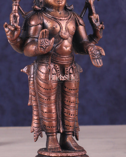 Pure Copper Lord Shiva Standing Idol | Compact Divine Blessing 6.5"