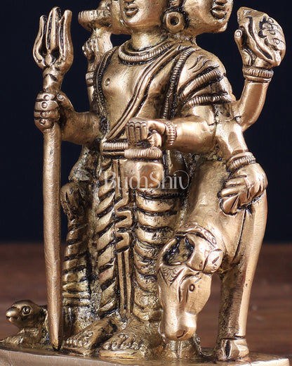 Brass Dattatreya with Dog Idol 4.5"