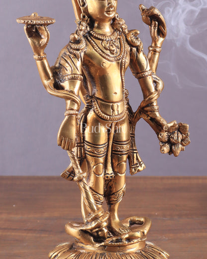 Pure Brass Resting Ganesha Statue 12"