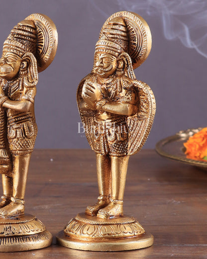 Brass Garuda and Hanuman Pair – Divine Statues 4"