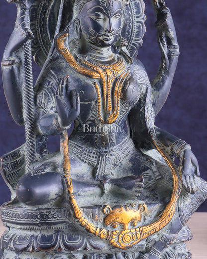 Brass Ardhanarishwara Statue - Lord Shiva and Goddess Parvati Sculpture - 9.5 inch vintage