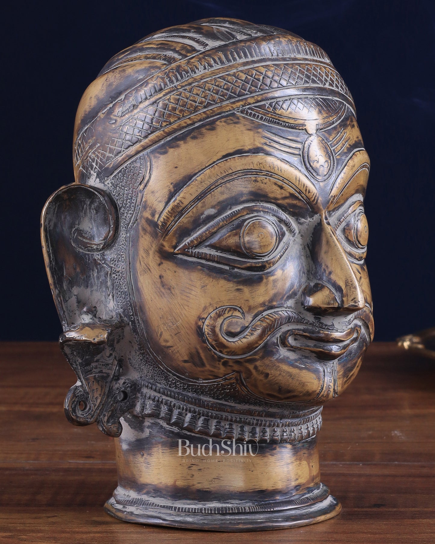 Vintage Brass Shiva head mahakaal statue mukhalingam 7.5"