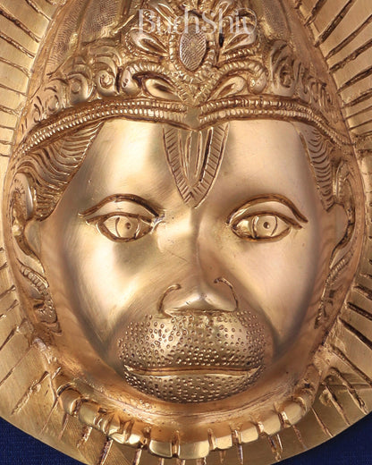 Auspicious pure brass Lord Hanuman face wall hanging 7"