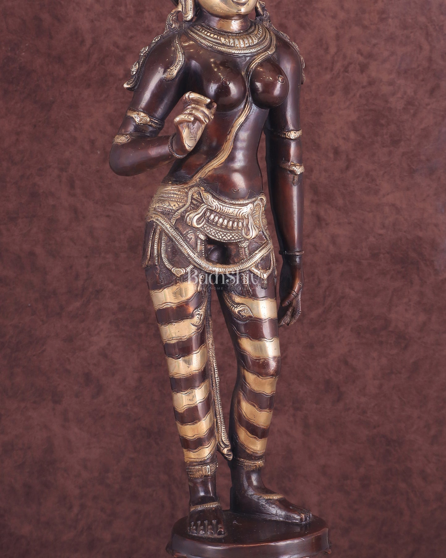 Goddess Parvati Standing Brass Sculpture – 27" Height, Double chola finish