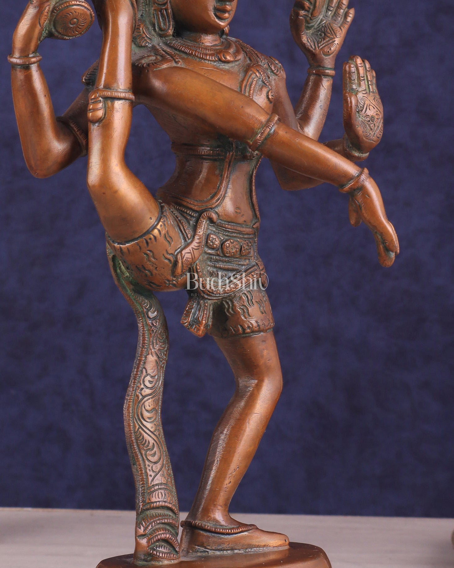 Brass Dancing Shiva Rudratandava Sculpture - Vintage Tone