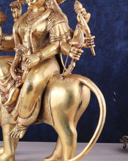 Majestic Brass Goddess Durga Sherawali Mata Idol | 31"