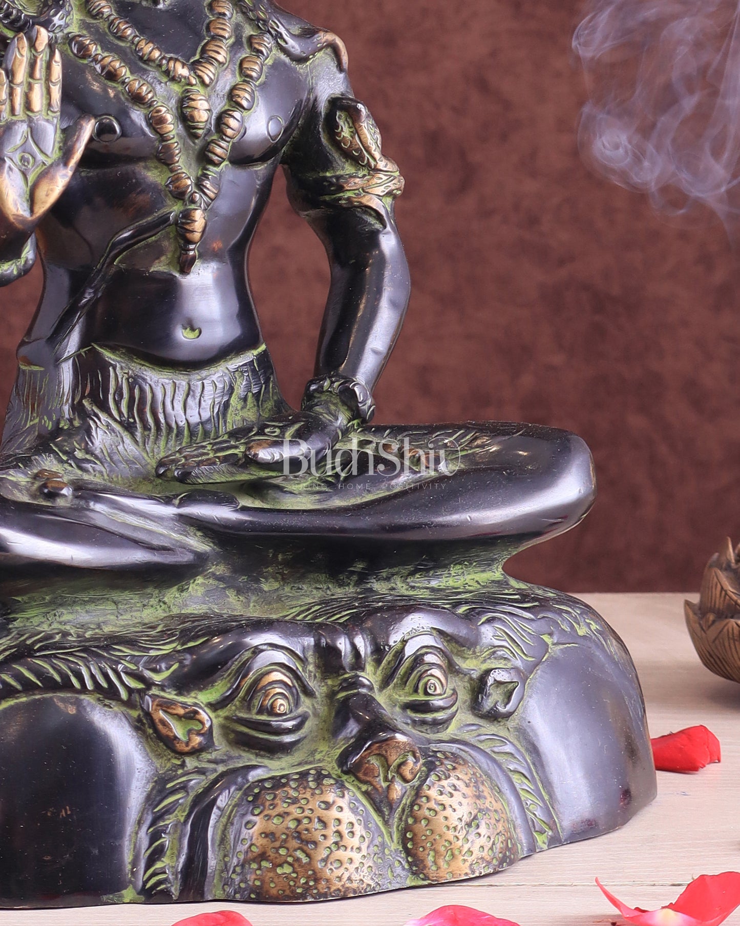 Brass Shiva Statue Duel tone black and green 13"