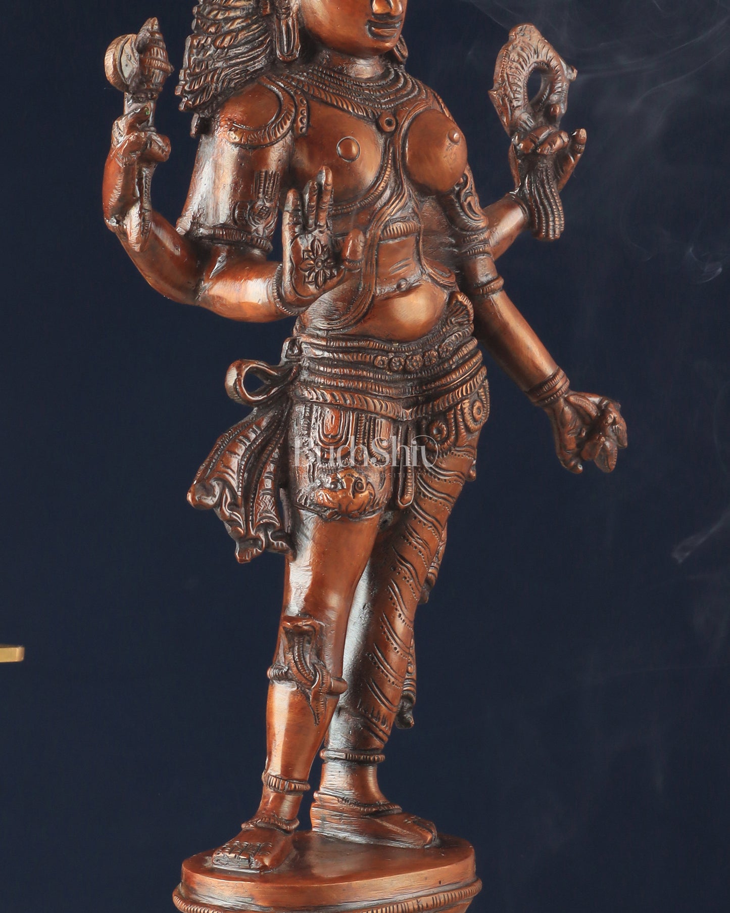 Pure Brass vintage Ardhanarishwara idol 13.5" Brown tone