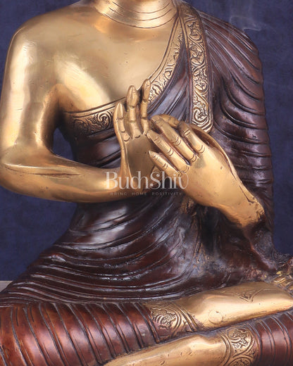 14-inch Pure Brass Buddha in dharmachakra mudra statue