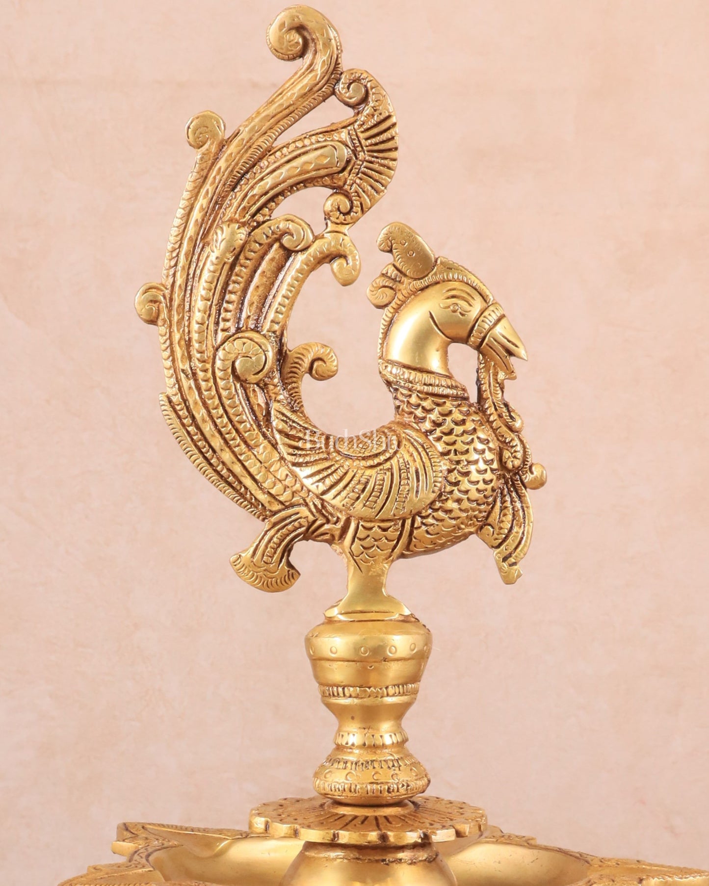 Pure Brass Unique Peacock Annam Pakshi Oil Lamp - 13.5"