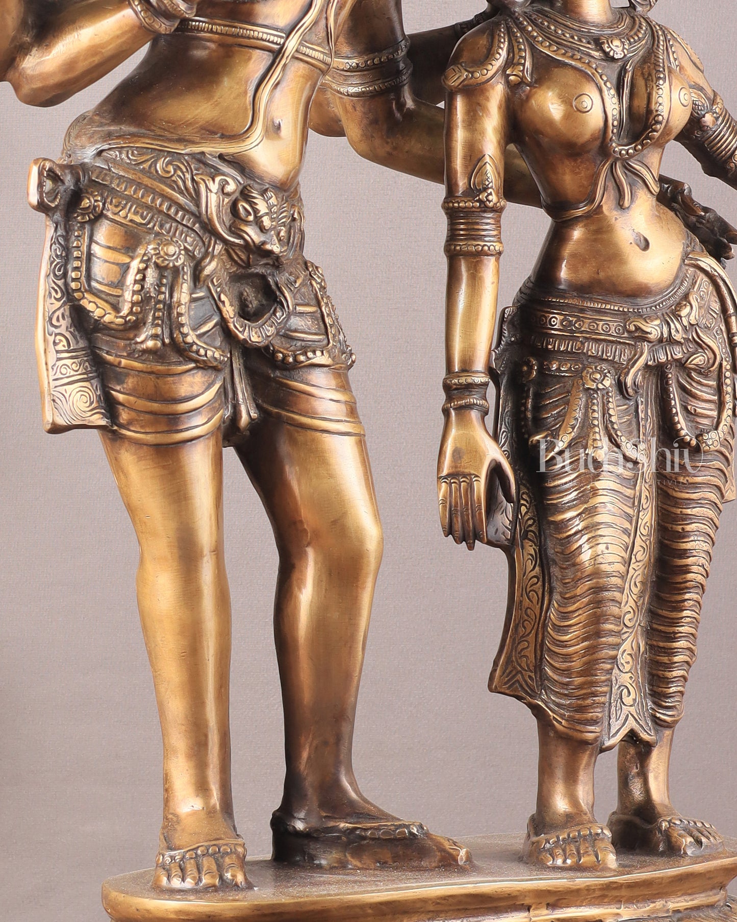 Pure Brass Large Lord Shiva and Parvati Standing Together Statue – 36 Inches