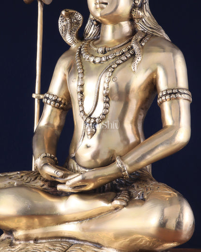 Handcrafted Pure Brass Lord Shiva Statue - 23" Meditation pose