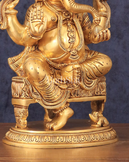 Brass Superfine Lord Ganesha Statue with Advanced Carvings - 15.5"