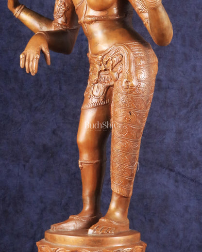 Superfine Brass Ardhanarishwara Statue - 27" Vintage Bronze Tone