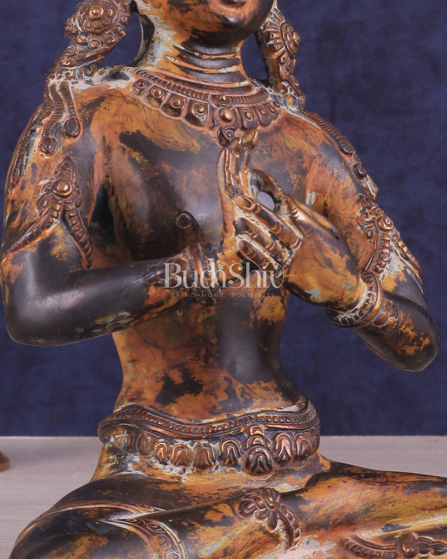 Vintage Brass Dharmachakra Buddha Statue | 10" Height