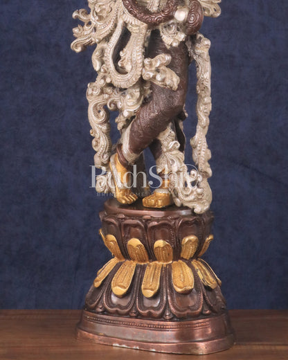 Antique Brass Handcrafted Krishna Statue - 30"