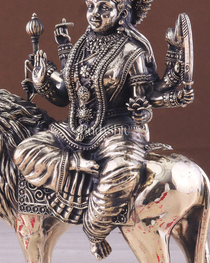 Intricate Superfine Brass Goddess Durga Sherawali Mata Idol 12"