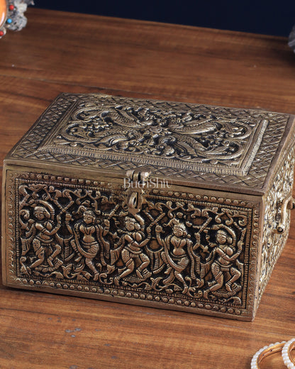 Pure Brass Unique Jewelry Treasure Storage Box – Multipurpose with Intricate Carvings