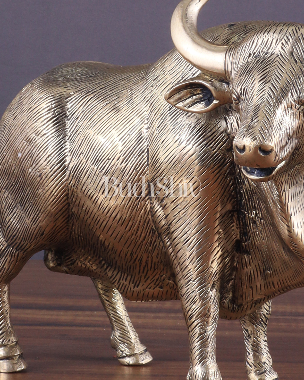 Pure Brass Standing Bull Statue – Vastu & Feng Shui Recommended