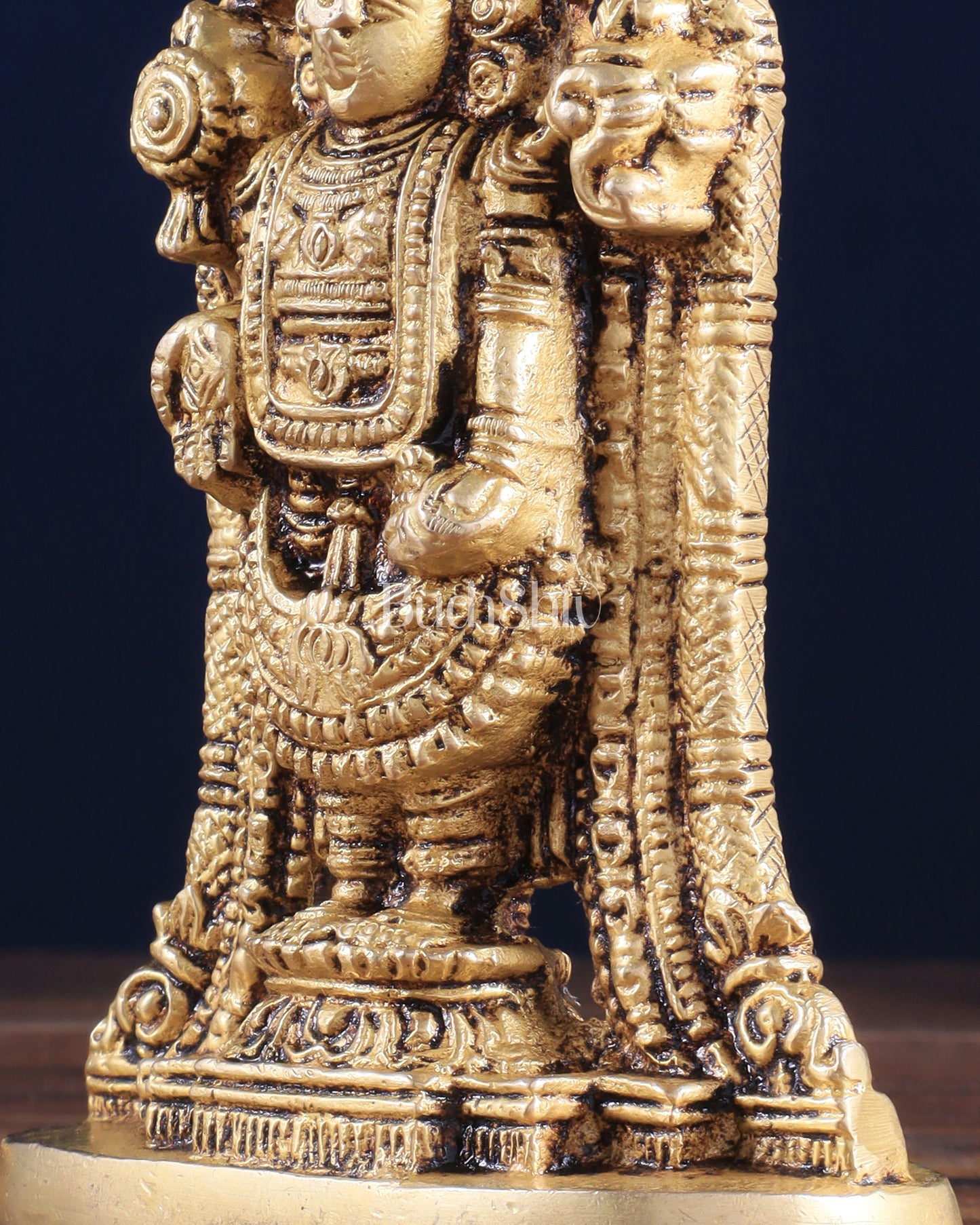 Brass Tirupati Balaji Lord Venkateshwara Idol – 5" x 3.5" x 2" | Finely Carved Divine Statue