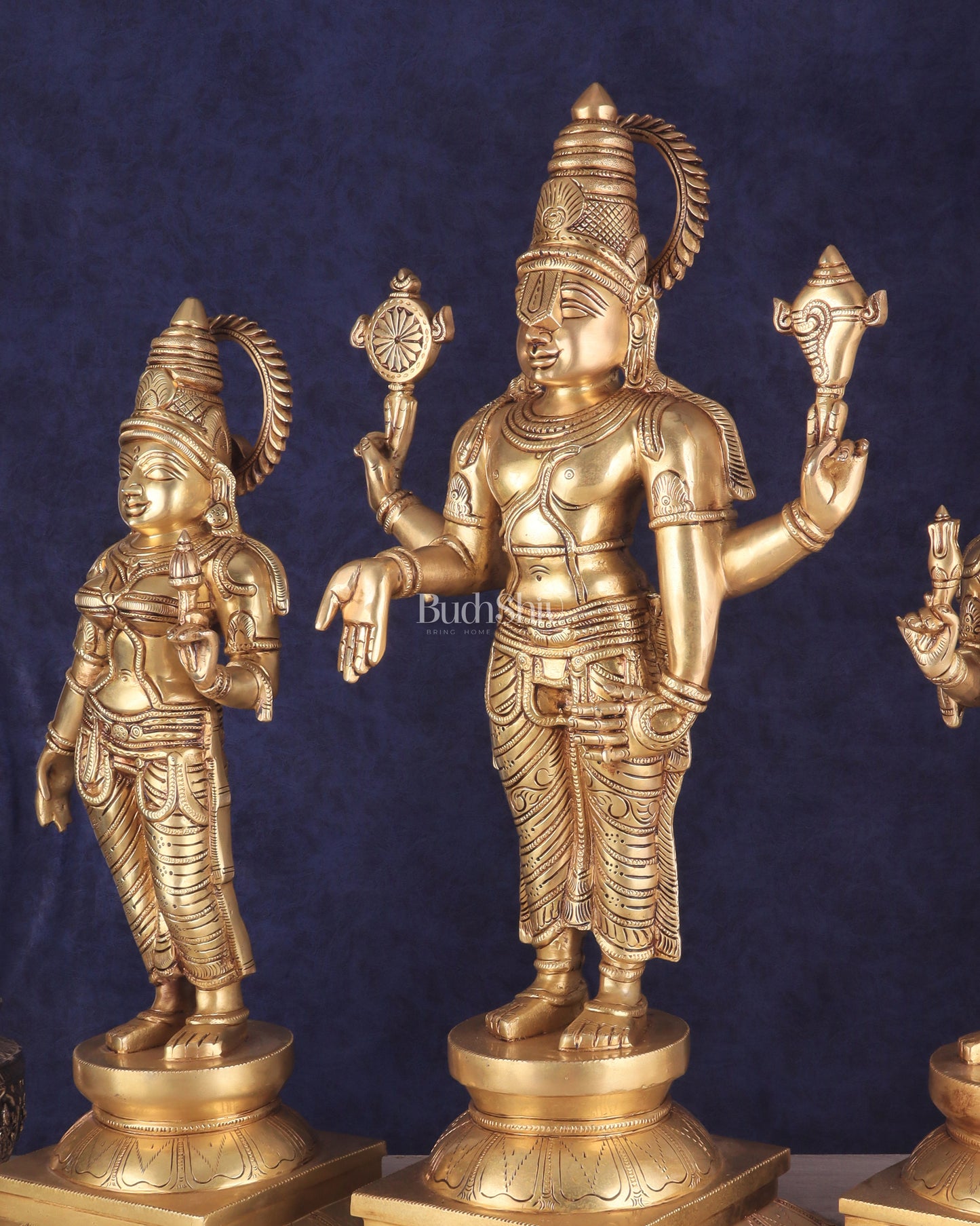 Pure Brass Large Tirupati Balaji Set with Bhudevi and Sridevi | Divine Trio 25"