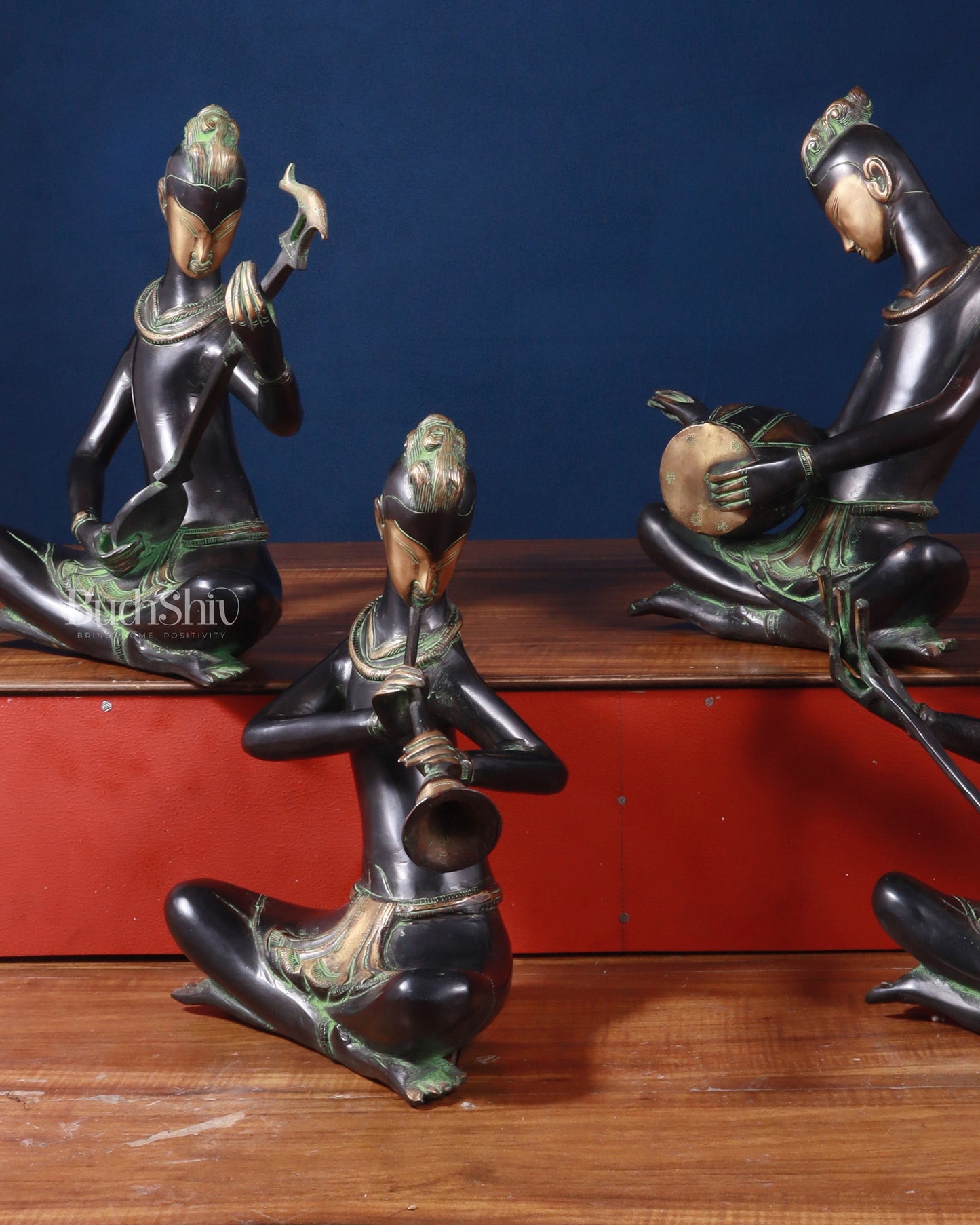 Brass Set of 4 Tansen Musicians – 13"