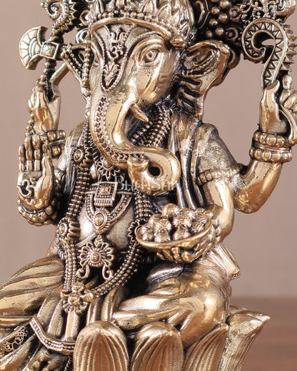 Brass Superfine Ganesh Idol - 6 Inch lotus base