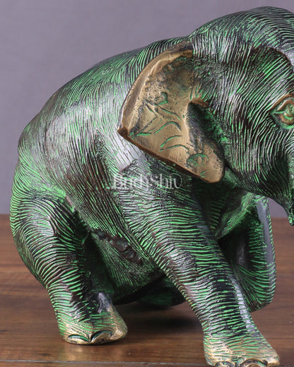 Unique Brass Vintage Baby Elephant Showpiece – 6 Inches Tall