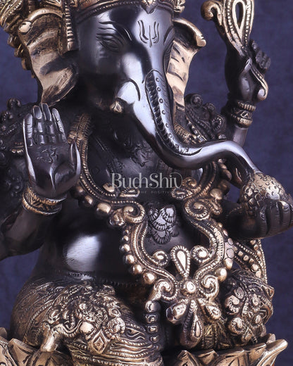 Ganesha black edition brass statue 12"