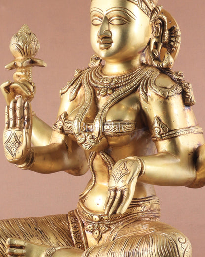 Pure Brass Large Goddess Lakshmi Superfine Statue 24"