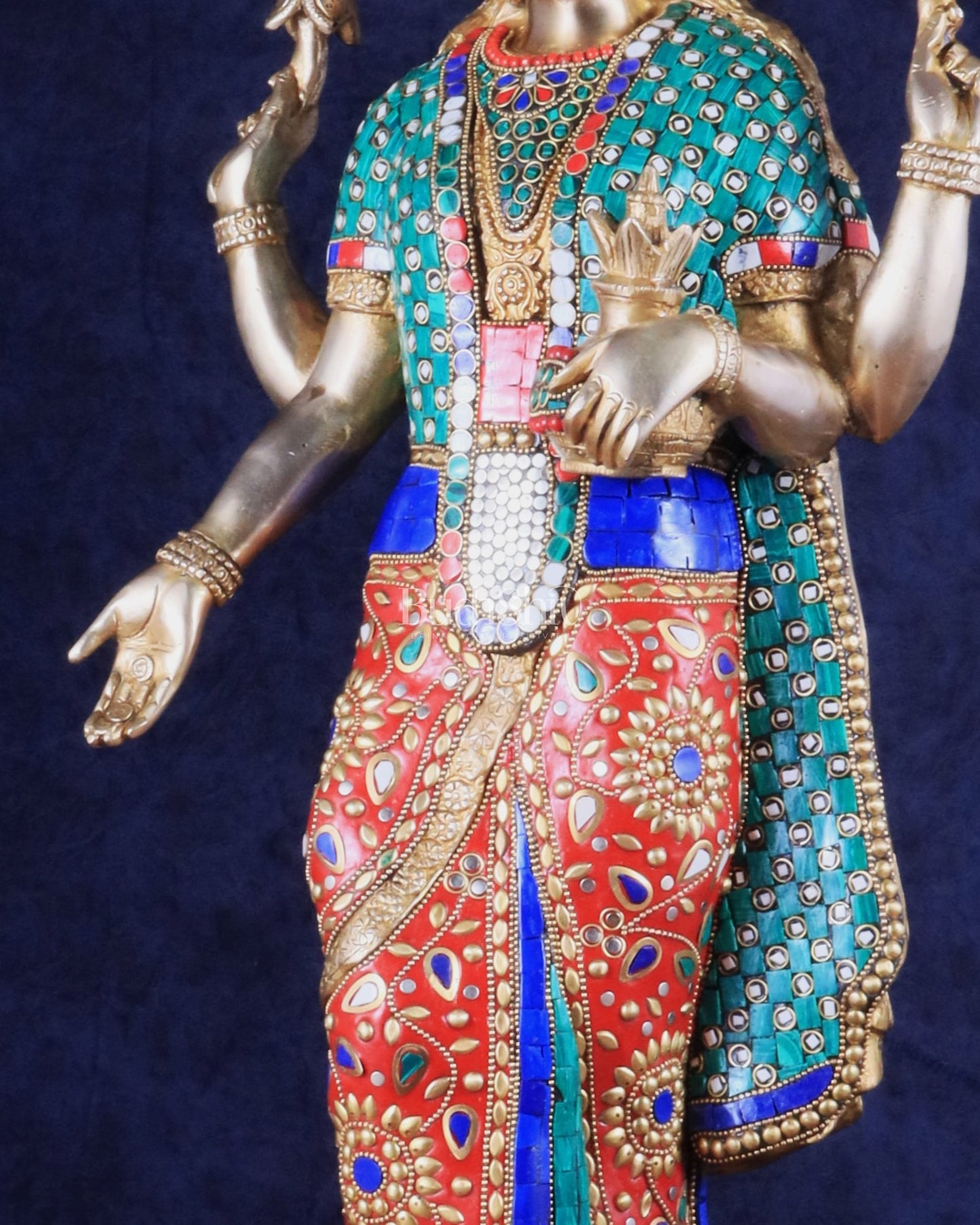 Superfine Standing Lakshmi Brass statue meenakari - 25 inch