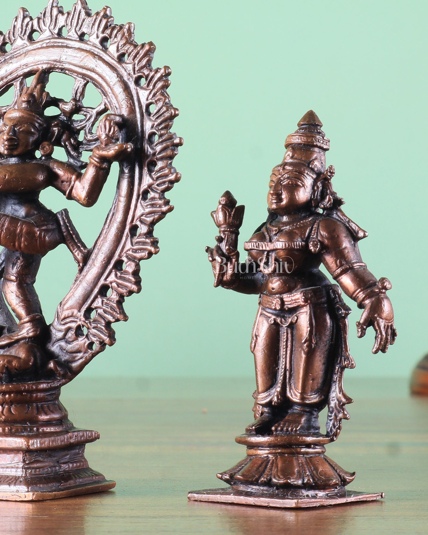 Pure Copper Nataraja shiva with parvati shivagmi idol - 4.5"