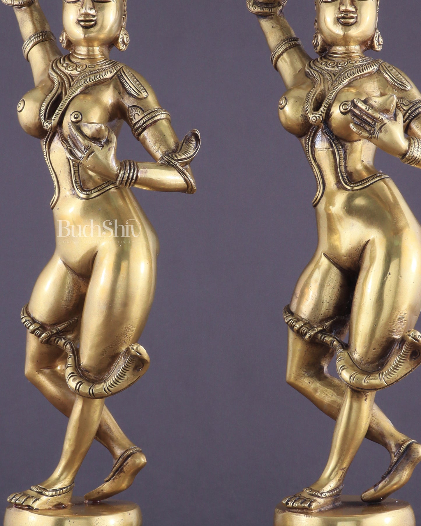 Brass Apsara Unique Sculpture – A Testament of Fertility (Pair) 16"