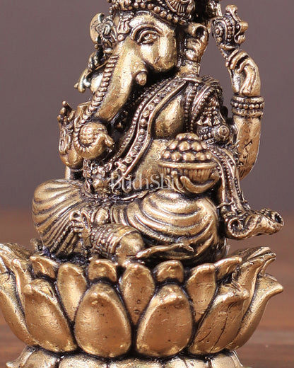 Pure Brass Intricate Superfine Ganesha Idol 3"