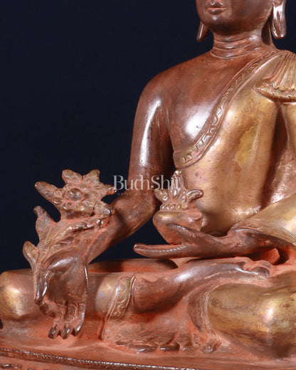 Pure Brass Buddha Statue healing  - 9.5"