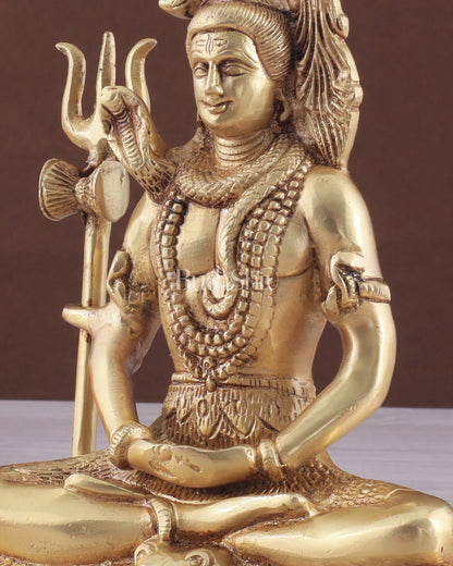 Brass Lord Shiva in Meditation Statue 8"