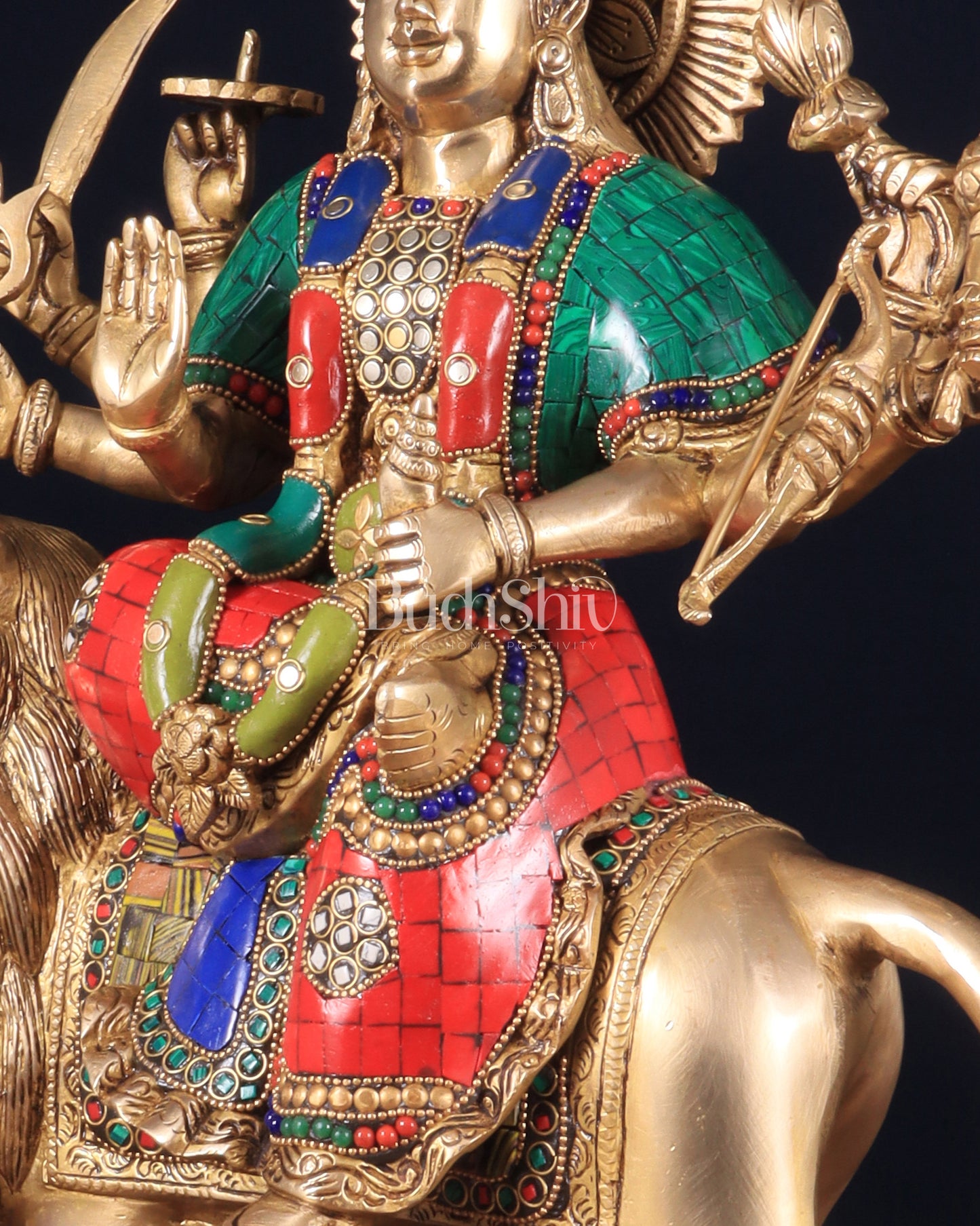 Brass Goddess Durga ma Statue – 17 Inches, Sherawali Mata Murti