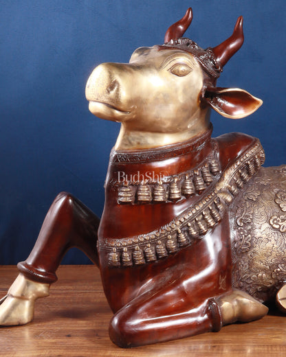 Brass Large Nandi statue 33" vintage double chola