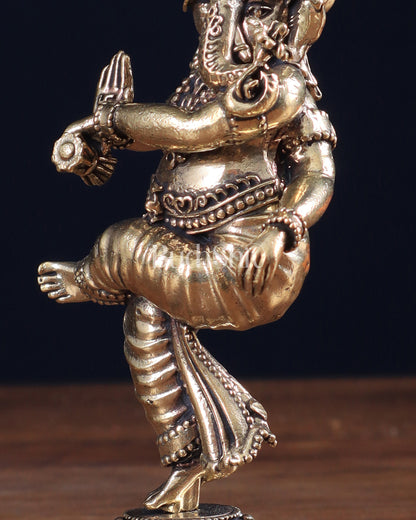 Brass Superfine Dancing Ganesha Idol 6 inch